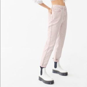 BDG high waisted mom Jean acid wash pink